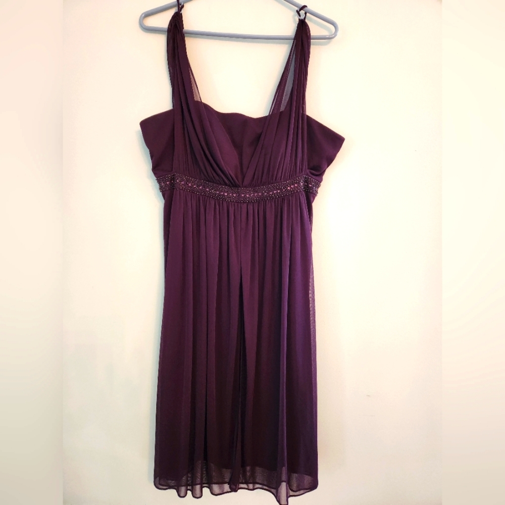 EUC Jessica Howard Grape Formal Dress with Beaded Waistline.  Size 16